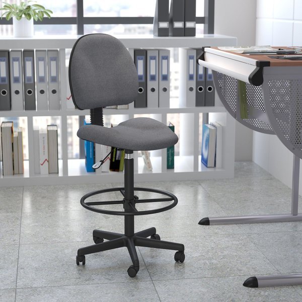 Gray Fabric Swivel Adjustable Drafting Chair, Flash Furniture, Mfr#: BT-659-GRY-GG
